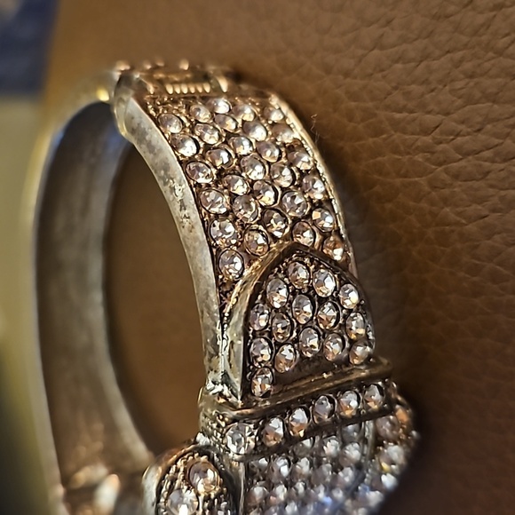 Vintage Rhinestone Bling Belt Chunky Clamper Bracelet - Picture 6 of 11